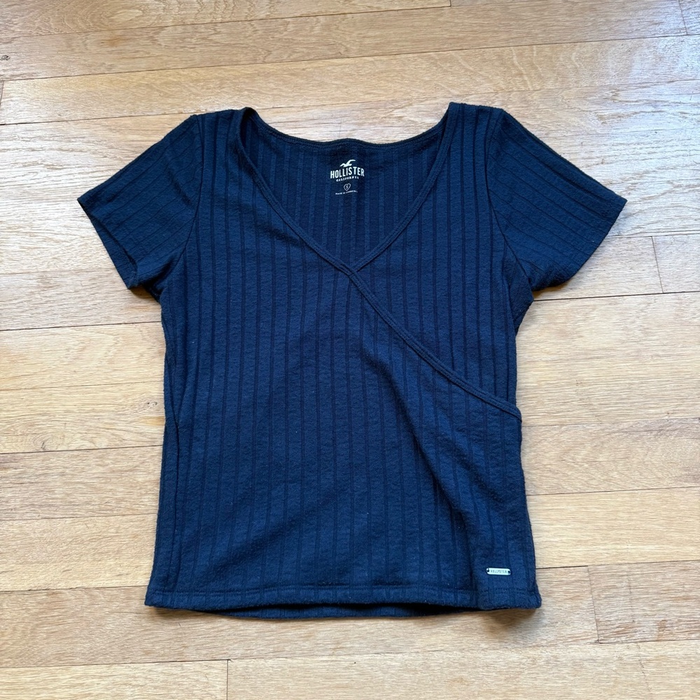 Hollister Blue Short Sleeve Wrap Top Size S